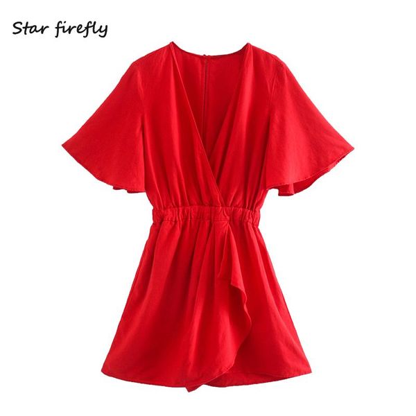 star firefly fashion jumpsuit female 2021 summer casual slim v-neck bat sleeve ruffled short women women's jumpsuits & rompers, Black;white
star firefly fashion jumpsuit female 2021 summer casual slim v-neck bat sleeve ruffled short women women's jumpsuits & rompers, Black;white