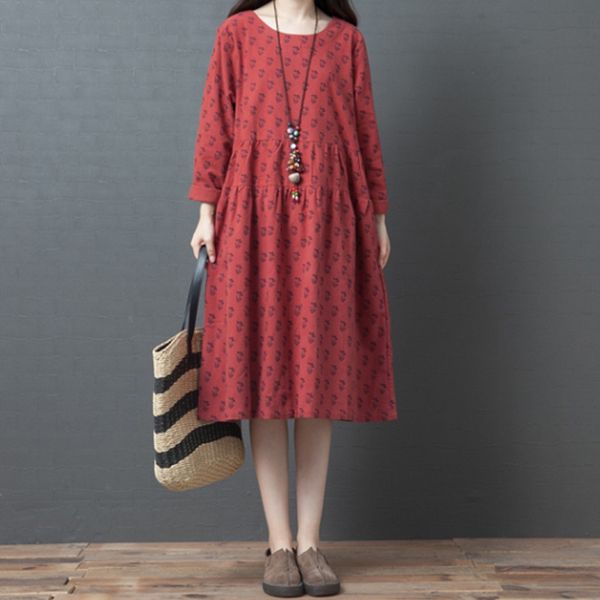 johnature korean fashion floral print long sleeve female dresses autumn comfortable vintage o-neck pockets women dress 210521, Black;gray
johnature korean fashion floral print long sleeve female dresses autumn comfortable vintage o-neck pockets women dress 210521, Black;gray