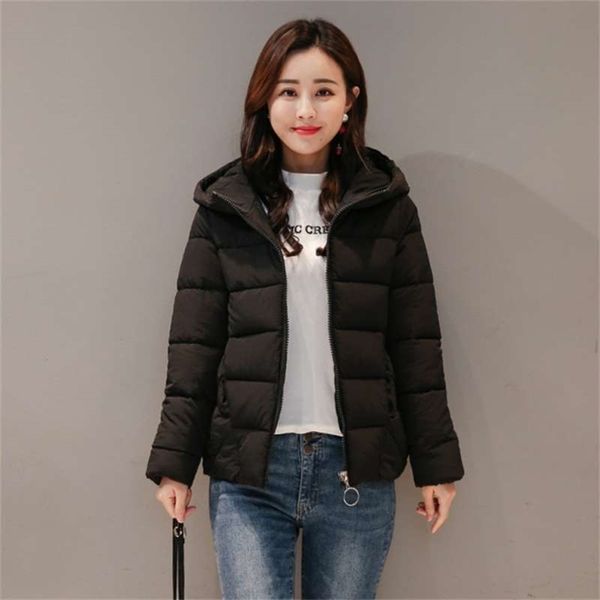 winter hooded short jacket women plus size solid women's parkas stand collar loose cotton padded casual thick coat ladies 210927, Black
winter hooded short jacket women plus size solid women's parkas stand collar loose cotton padded casual thick coat ladies 210927, Black