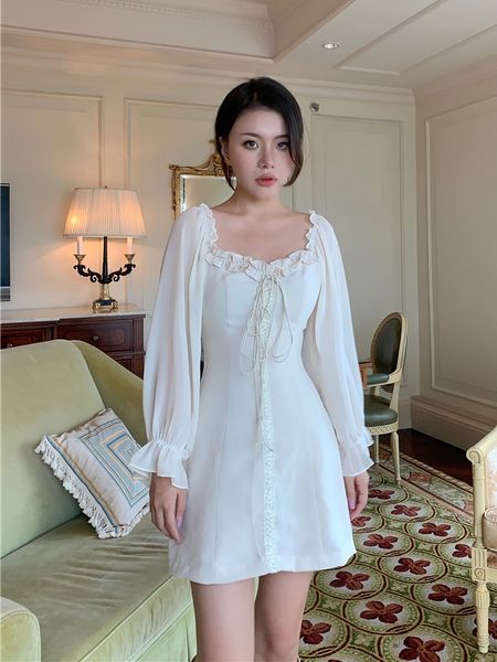 2021french off the shoulder white elegant dress 2021 autumn women bandage retro party mini dress lady designer dress women clothing, Black;gray
2021french off the shoulder white elegant dress 2021 autumn women bandage retro party mini dress lady designer dress women clothing, Black;gray