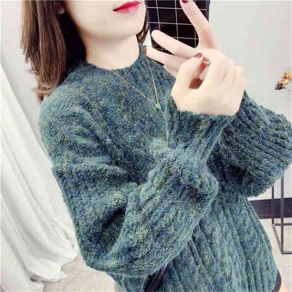 autumn and winter retro thick wool round neck sweater women's hedging loose lazy knitted bottoming shirt 210427, White;black
autumn and winter retro thick wool round neck sweater women's hedging loose lazy knitted bottoming shirt 210427, White;black
