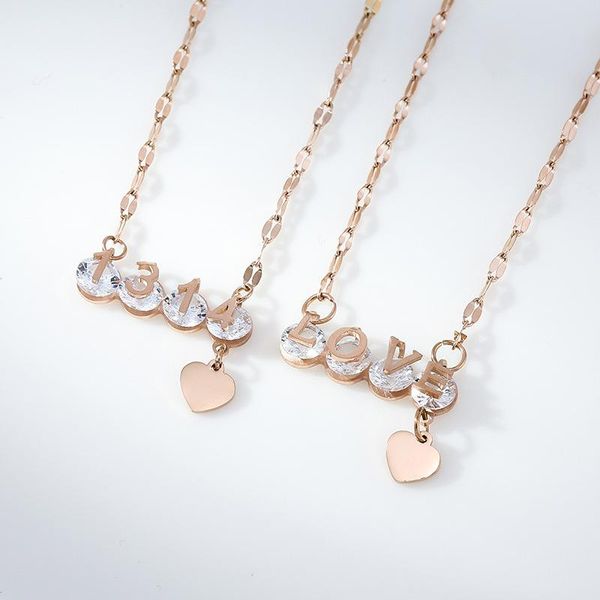 chains korean fashion product love letter necklace with diamond pendant titanium steel female 18k rose gold clavicle chain, Silver
chains korean fashion product love letter necklace with diamond pendant titanium steel female 18k rose gold clavicle chain, Silver