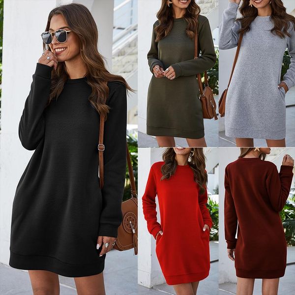 sweatshirt autumn winter long sleeve women dresses plue size o neck warm loose solid color pocket womens fashion, Black;gray
sweatshirt autumn winter long sleeve women dresses plue size o neck warm loose solid color pocket womens fashion, Black;gray