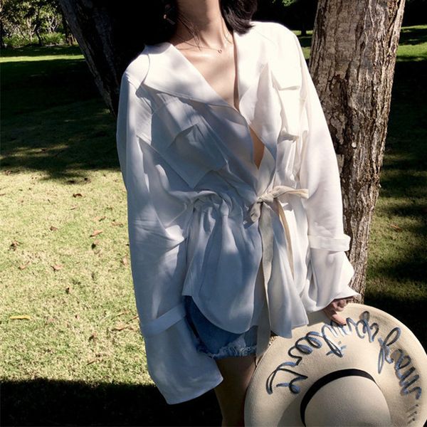 2021 new summer fashion korean women's loose white shirt long sleeve sunscreen cardigan strap design niche nvxt
2021 new summer fashion korean women's loose white shirt long sleeve sunscreen cardigan strap design niche nvxt