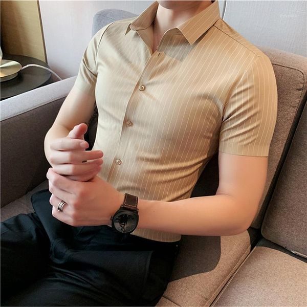 men's casual shirts 2021 striped shirt men business formal summer short sleeve social clothing camisas masculina, White;black
men's casual shirts 2021 striped shirt men business formal summer short sleeve social clothing camisas masculina, White;black