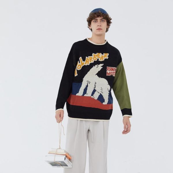 men's sweaters kawaii wolf vintage clothes knitted retro sweater harajuku men clothing pull homme pullover couple, White;black
men's sweaters kawaii wolf vintage clothes knitted retro sweater harajuku men clothing pull homme pullover couple, White;black