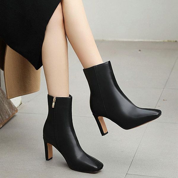 boots spring autumn black beige short ladies stitching square toe heel zipper women's shoes
boots spring autumn black beige short ladies stitching square toe heel zipper women's shoes