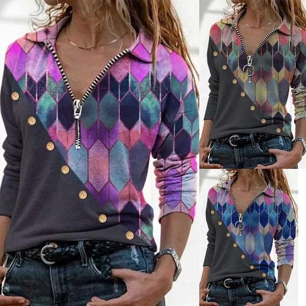 women's blouses & shirts woman geometry pattern print blouse shirt spring autumn fashion button turn-down collar ladies casual pullover, White
women's blouses & shirts woman geometry pattern print blouse shirt spring autumn fashion button turn-down collar ladies casual pullover, White
