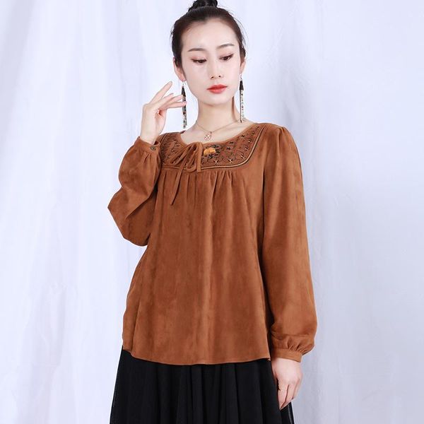 women's jackets 2021 autumn clothing family style embroidery chicken skin velvet long sleeve shirt loose spring and small, Black;brown
women's jackets 2021 autumn clothing family style embroidery chicken skin velvet long sleeve shirt loose spring and small, Black;brown