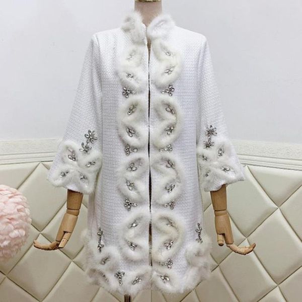 women's wool & blends arrrival fashion winter mink hair rhinestone overcoat women stand collar straight loose warm outwear, Black
women's wool & blends arrrival fashion winter mink hair rhinestone overcoat women stand collar straight loose warm outwear, Black