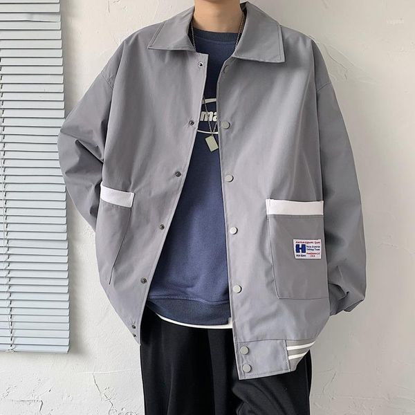 spring and autumn youth men's loose large size simple contrast jacket fashion casual single-breasted jackets, Black;brown
spring and autumn youth men's loose large size simple contrast jacket fashion casual single-breasted jackets, Black;brown