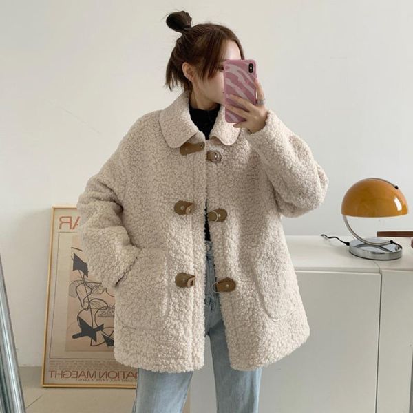 women's jackets 2021 autumn winter temperament solid thicken jacket women korean chic horn button lamb wool coat sweet all-match plush, Black;brown
women's jackets 2021 autumn winter temperament solid thicken jacket women korean chic horn button lamb wool coat sweet all-match plush, Black;brown