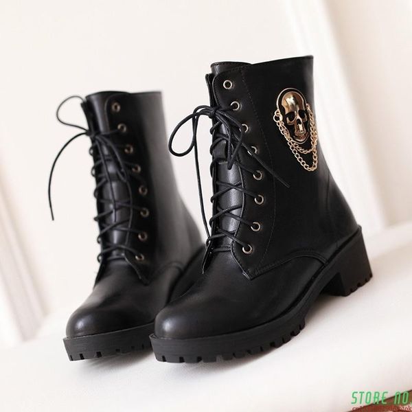 boots 2021 ankle for women skull street lace up platform women's fashion ladies autumn winter shoe, Black
boots 2021 ankle for women skull street lace up platform women's fashion ladies autumn winter shoe, Black