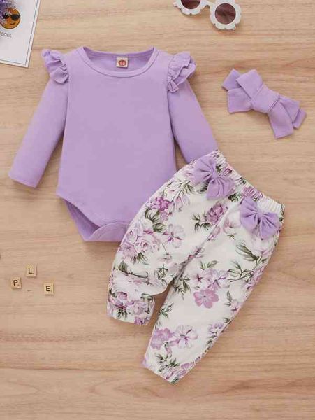 baby ruffle trim bodysuit & floral bow pants & headband she, Blue
baby ruffle trim bodysuit & floral bow pants & headband she, Blue