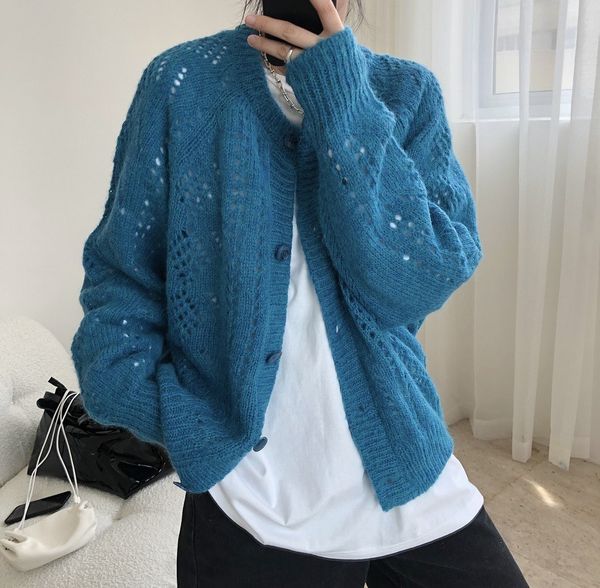 sweater 2021 autumn style openwork cardigan loose knitted jacket women t60g, White;black
sweater 2021 autumn style openwork cardigan loose knitted jacket women t60g, White;black