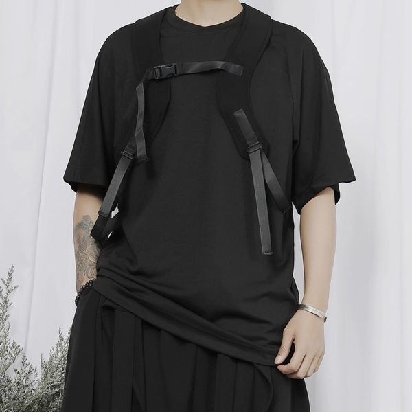 men's t-shirts t-shirt trend dark fashion niche japanese overalls straps design loose large size short sleeves, White;black
men's t-shirts t-shirt trend dark fashion niche japanese overalls straps design loose large size short sleeves, White;black