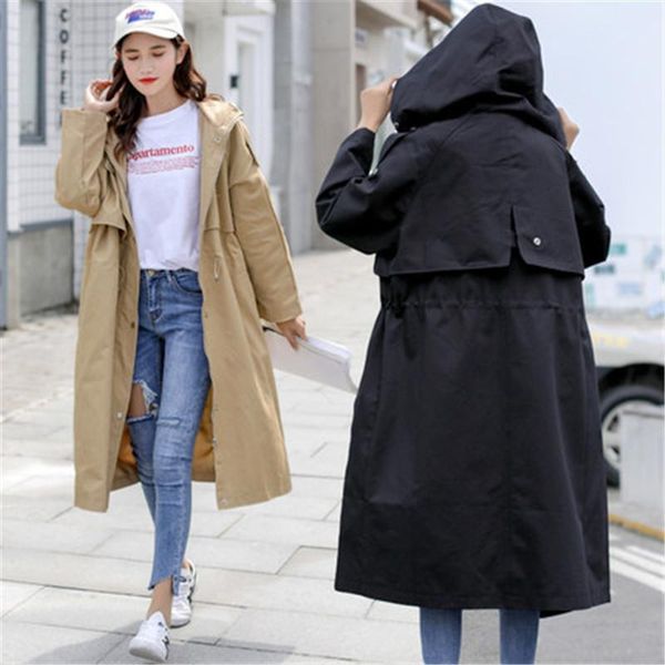 women's trench coats 2021 windbreaker long section korean spring autumn women chic plus size loose hooded coat for female outerwear, Tan;black
women's trench coats 2021 windbreaker long section korean spring autumn women chic plus size loose hooded coat for female outerwear, Tan;black