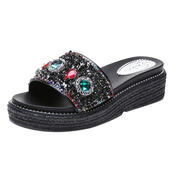 women's slipper ladies shoes summer flat simple crystal loafers sandals flats beach slippers, Black
women's slipper ladies shoes summer flat simple crystal loafers sandals flats beach slippers, Black