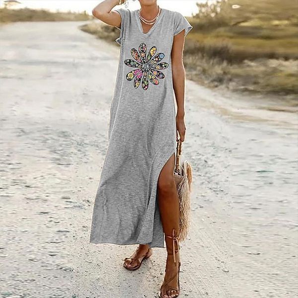 casual summer short sleeve womens dresses long v neck split beach party flower print loose maxi vestidos, Black;gray
casual summer short sleeve womens dresses long v neck split beach party flower print loose maxi vestidos, Black;gray