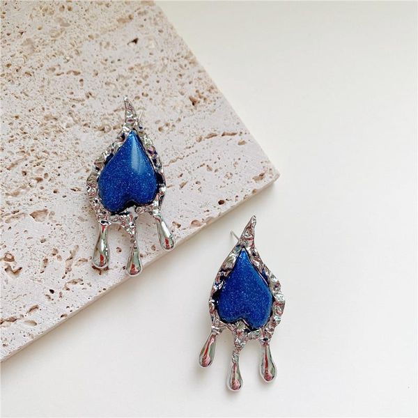 korean fashion design blue shimmer flowing liquid metal lava folds gem earrings for women girls party tourism jewelry dangle & chandelier, Silver
korean fashion design blue shimmer flowing liquid metal lava folds gem earrings for women girls party tourism jewelry dangle & chandelier, Silver