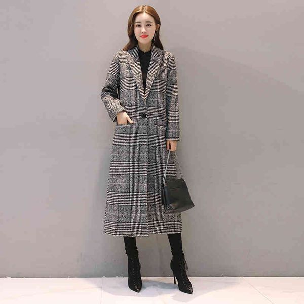 spring autumn women's wool plaid coat fashion long slim type female winter jackets outw 210514, Black
spring autumn women's wool plaid coat fashion long slim type female winter jackets outw 210514, Black
