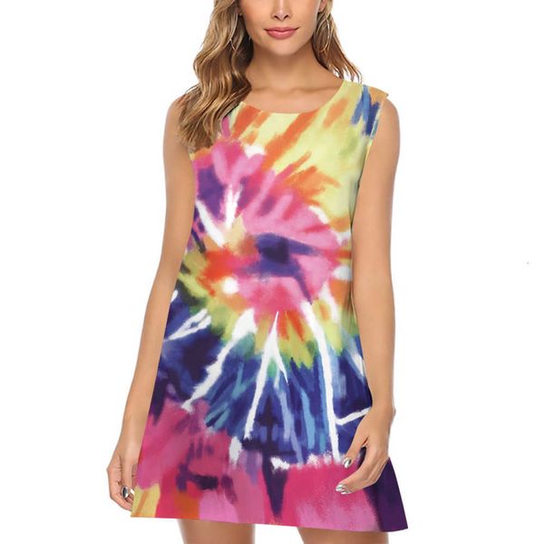 women's 2020 summer tie dye digital print pullover a-line skirt sleeveless off shoulder round neck dress, Black;gray
women's 2020 summer tie dye digital print pullover a-line skirt sleeveless off shoulder round neck dress, Black;gray