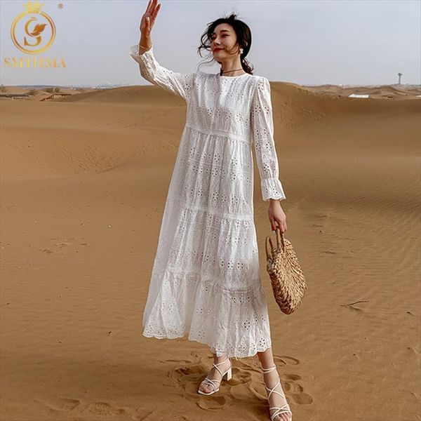 autumn elegant hollow out womens dresses embroidery casual loose white long female full sleeve lace holiday vestidos, Black;gray
autumn elegant hollow out womens dresses embroidery casual loose white long female full sleeve lace holiday vestidos, Black;gray