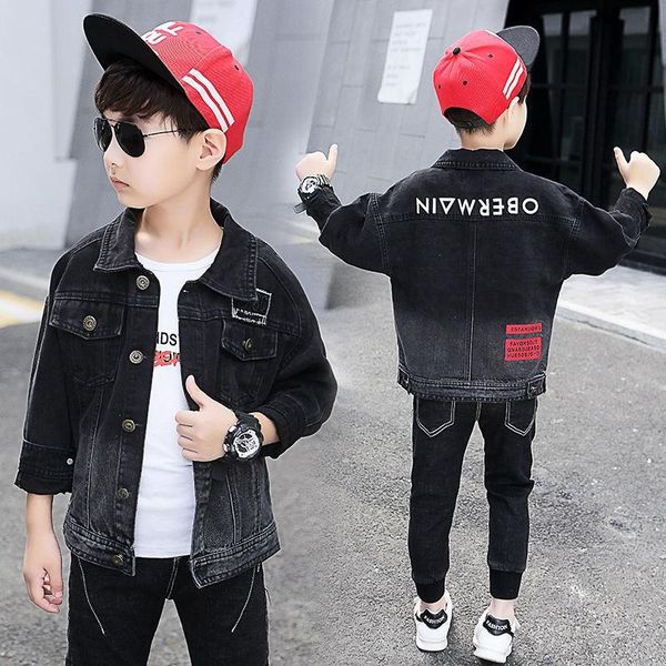 retro style school denim jacket for boy turn-down collar kids dark coat teens spring black outerwear jackets, Blue;gray
retro style school denim jacket for boy turn-down collar kids dark coat teens spring black outerwear jackets, Blue;gray