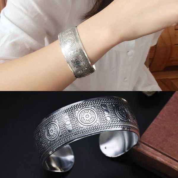 bangle juchao vintage tibetan silver wide bracelet bohemian carved luxury jewelry, Black
bangle juchao vintage tibetan silver wide bracelet bohemian carved luxury jewelry, Black
