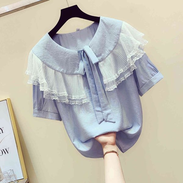 t shirt lace-up bow doll collar lace mesh stitching short sleeve t-shirt female summer fashion tshirt t shirts students, White
t shirt lace-up bow doll collar lace mesh stitching short sleeve t-shirt female summer fashion tshirt t shirts students, White