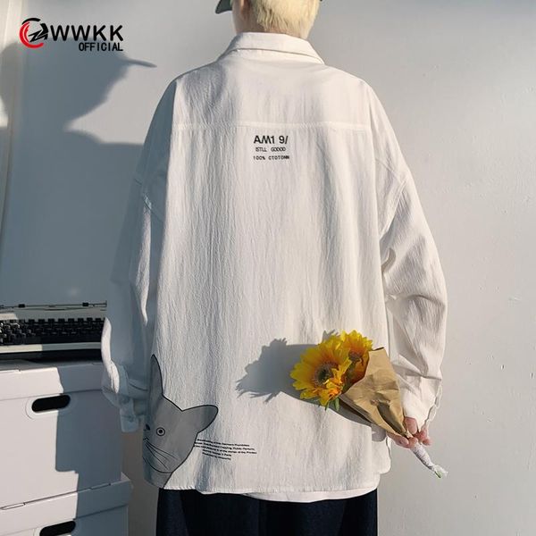 men's casual shirts wwkk harajuku cotton print mens shirt vintage elegant blouse men spring summer 2021 long sleeve female clothes loos, White;black
men's casual shirts wwkk harajuku cotton print mens shirt vintage elegant blouse men spring summer 2021 long sleeve female clothes loos, White;black