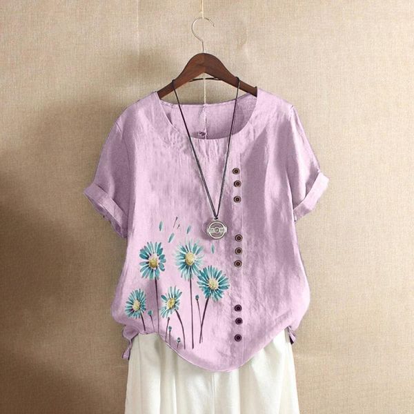women's t-shirt woman tee shirt femme plus size women clothing short sleeve cotton linen o-neck button print blusas camisas#40, White
women's t-shirt woman tee shirt femme plus size women clothing short sleeve cotton linen o-neck button print blusas camisas#40, White