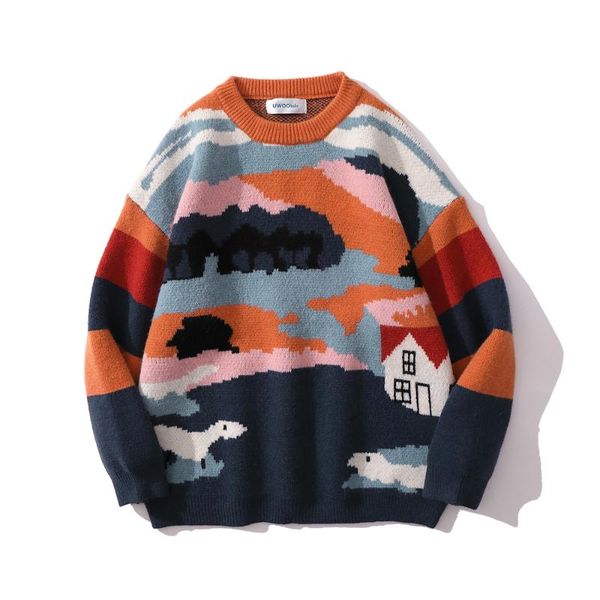 women's sweaters villages pattern winter kawaii clothes women long sleeve oversized sweater y2k knitted pullovers gothic goth, White;black
women's sweaters villages pattern winter kawaii clothes women long sleeve oversized sweater y2k knitted pullovers gothic goth, White;black