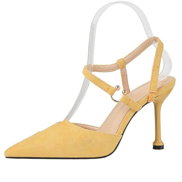 women summer 9cm thin high heels luxury sandals lady flock yellow pointed toe party prom pumps female footwear buckle shoes, Black
women summer 9cm thin high heels luxury sandals lady flock yellow pointed toe party prom pumps female footwear buckle shoes, Black