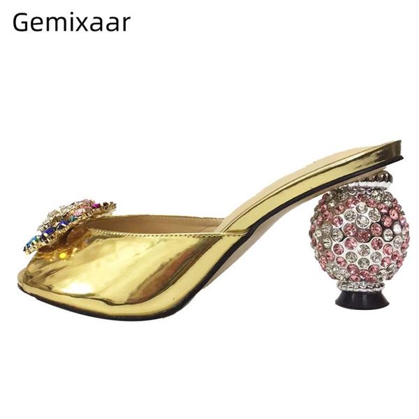 slippers jeweled rhinestone flower high heel shoes woman bright gold patent leather crystal ball strange women, Black
slippers jeweled rhinestone flower high heel shoes woman bright gold patent leather crystal ball strange women, Black