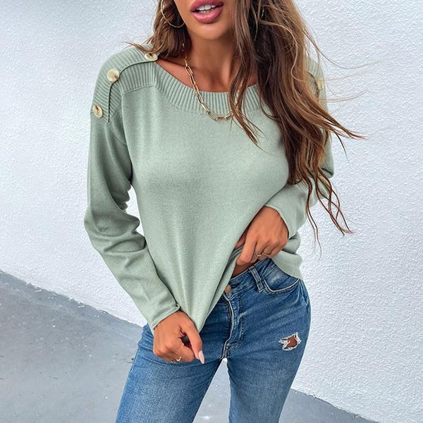 women's sweaters fashion women solid color for streetwear patchwork design button decor o-neck long sleeve casual loose knitted top, White;black
women's sweaters fashion women solid color for streetwear patchwork design button decor o-neck long sleeve casual loose knitted top, White;black