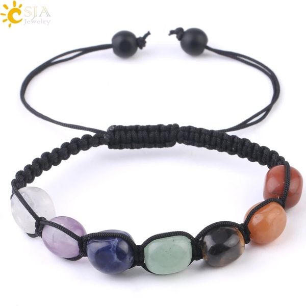 csja 7 chakras bracelets reiki natural stone braided women bracelet healing irregular bead handmade string rope adjustable g022, Golden;silver
csja 7 chakras bracelets reiki natural stone braided women bracelet healing irregular bead handmade string rope adjustable g022, Golden;silver