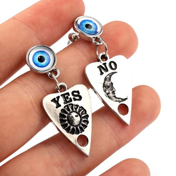 gothic god of eyes ouijas planchette drop earrings witchcraft board sun moon yes no heart fashion jewelry dangle & chandelier, Silver 
gothic god of eyes ouijas planchette drop earrings witchcraft board sun moon yes no heart fashion jewelry dangle & chandelier, Silver