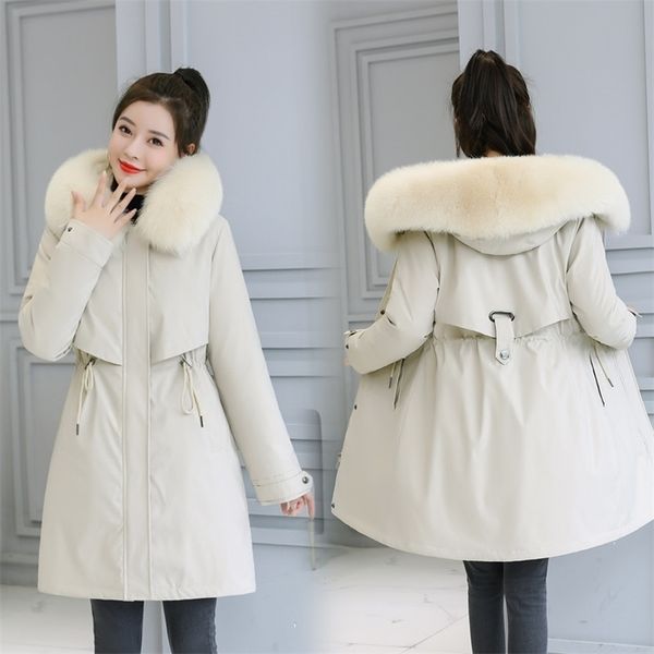 down jacket ladies cotton lining winter parka coat parker fashion plus velvet thick medium long hooded 210819, Black
down jacket ladies cotton lining winter parka coat parker fashion plus velvet thick medium long hooded 210819, Black