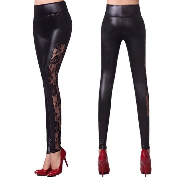 women's leggings faux leather women slim lace elasticity pants leggins boots jeggings 20002, Black
women's leggings faux leather women slim lace elasticity pants leggins boots jeggings 20002, Black