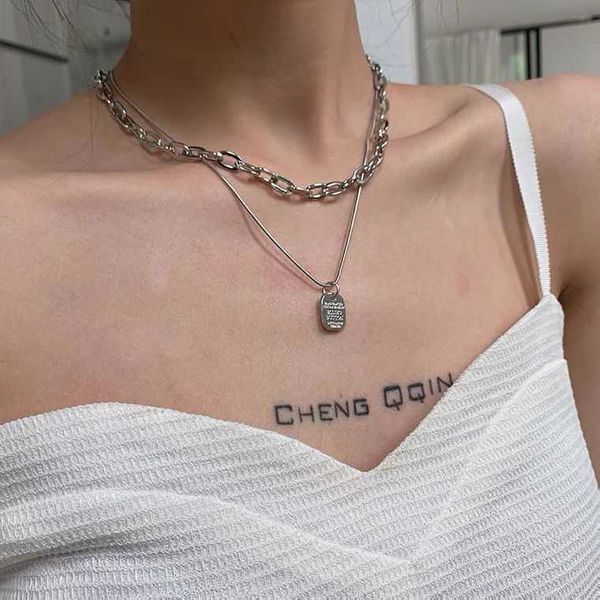 ins cool wind double layer stacked necklace women's light xury niche design sweater chain clavicle accessories, Silver
ins cool wind double layer stacked necklace women's light xury niche design sweater chain clavicle accessories, Silver