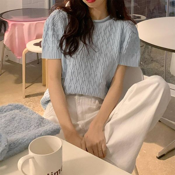 women's t-shirt short-sleeved summer 2021 korean style casual short bottoming shirt western versatile knitted ins, White
women's t-shirt short-sleeved summer 2021 korean style casual short bottoming shirt western versatile knitted ins, White