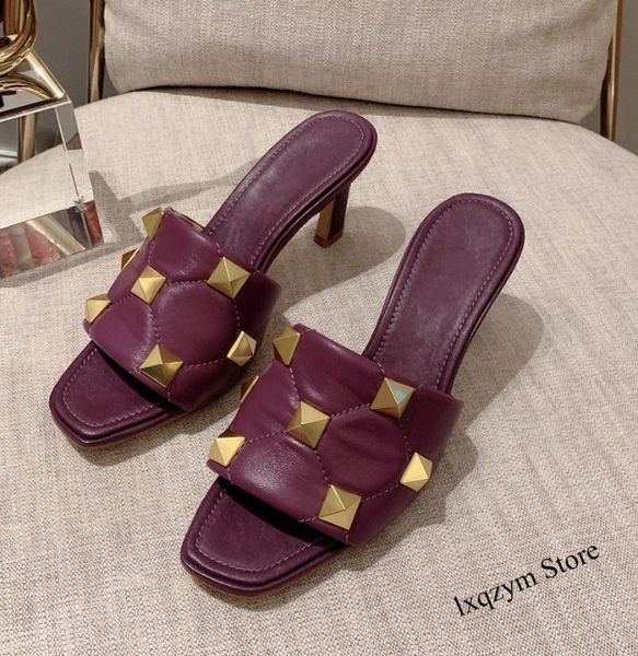 gold rivets high heel slippers women rhombic leather peep toe candy color rome sandals 2021 summer party shoes runway slides, Black
gold rivets high heel slippers women rhombic leather peep toe candy color rome sandals 2021 summer party shoes runway slides, Black