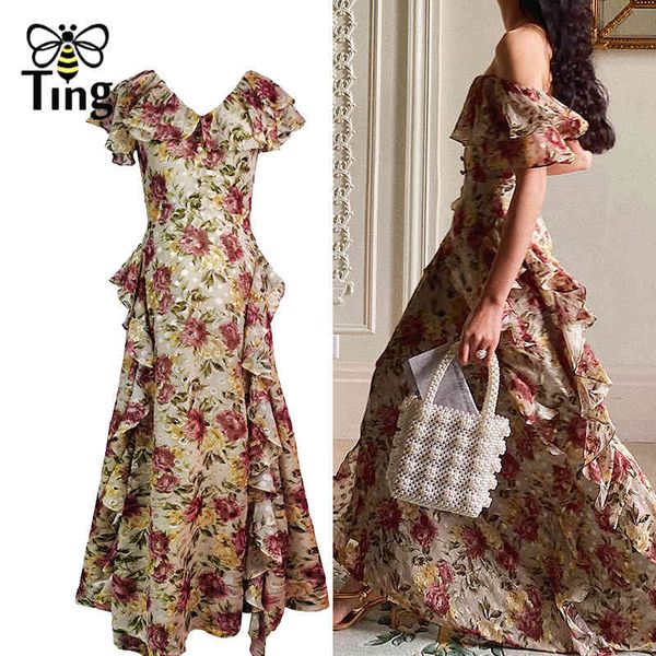 runway designer floral ruffles maxi luxury party night dinner dresses summer slash neckline long dress vestidos aesthet 210513, Black;gray
runway designer floral ruffles maxi luxury party night dinner dresses summer slash neckline long dress vestidos aesthet 210513, Black;gray