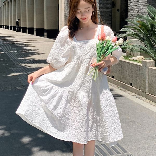 women white big size pleated printed mini dress square collar short puff sleeve loose fashion elegant summer 2xl 210510, Black;gray
women white big size pleated printed mini dress square collar short puff sleeve loose fashion elegant summer 2xl 210510, Black;gray