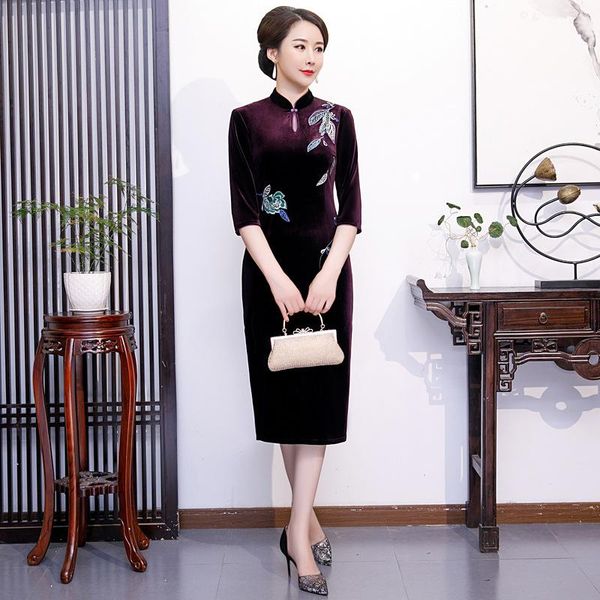 ethnic clothing velour flower vintage qipao slim banquet party dress gown mandarin collar female cheongsam chinese high split vestidos, Red
ethnic clothing velour flower vintage qipao slim banquet party dress gown mandarin collar female cheongsam chinese high split vestidos, Red