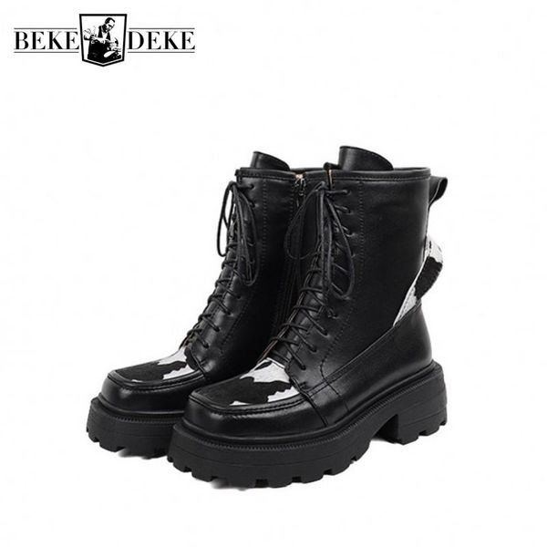 boots autumn women platform thick heel ankle genuine leather square toe runway street lace up black biker shoes
boots autumn women platform thick heel ankle genuine leather square toe runway street lace up black biker shoes
