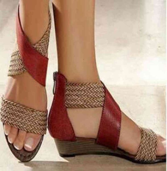 sandals fashion summer woman leather mouth canvas weave heel shoes wedge sandals with zipper casual beach roman 9ta6, Black
sandals fashion summer woman leather mouth canvas weave heel shoes wedge sandals with zipper casual beach roman 9ta6, Black