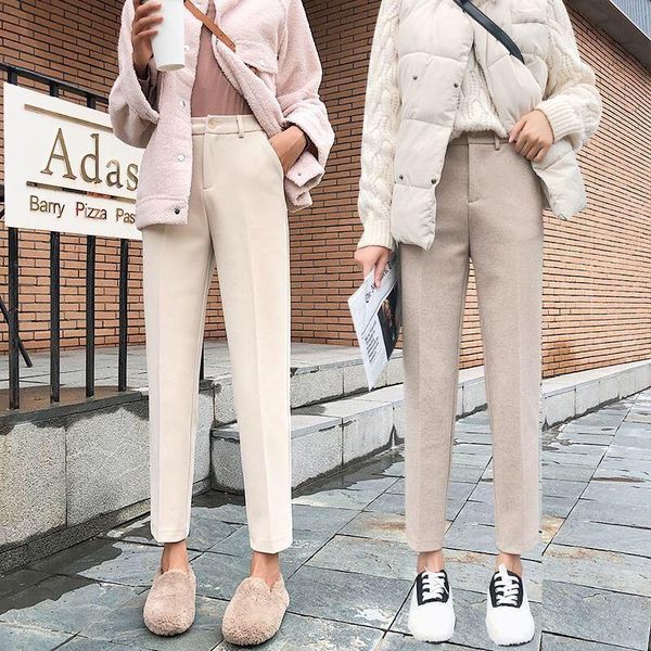 women's pants & capris 2021 autumn winter women woolen female plus size casual high waist office harem pant lady loose straight trouser, Black;white
women's pants & capris 2021 autumn winter women woolen female plus size casual high waist office harem pant lady loose straight trouser, Black;white