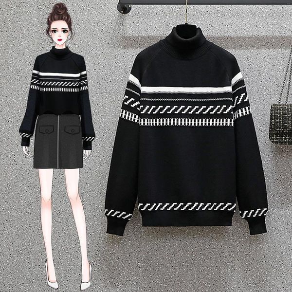women's sweaters 2021 autumn and winter plus size fat girl bottoming shirt thickened pullover long sleeves loose turtleneck sweater, White;black
women's sweaters 2021 autumn and winter plus size fat girl bottoming shirt thickened pullover long sleeves loose turtleneck sweater, White;black